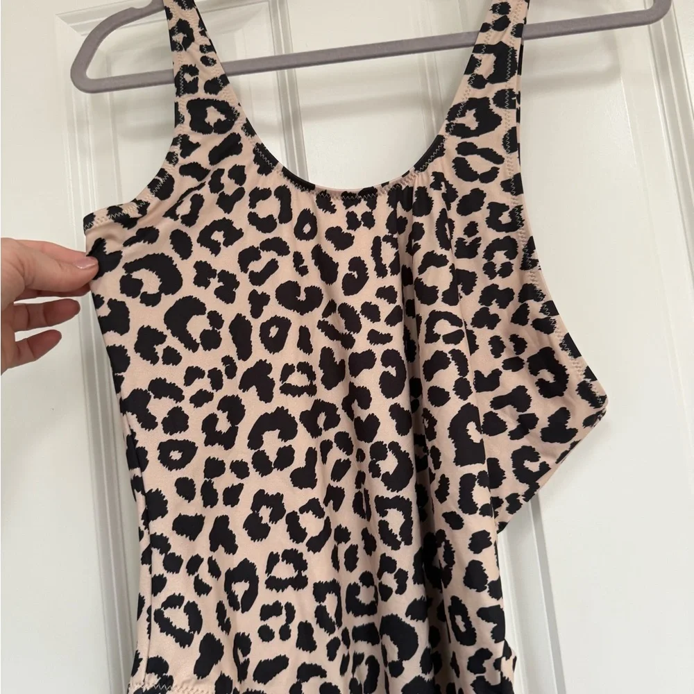 Pink Lily Leopard Print One Piece Asymmetrical Swimsuit Brown Black - Picture 2 of 5